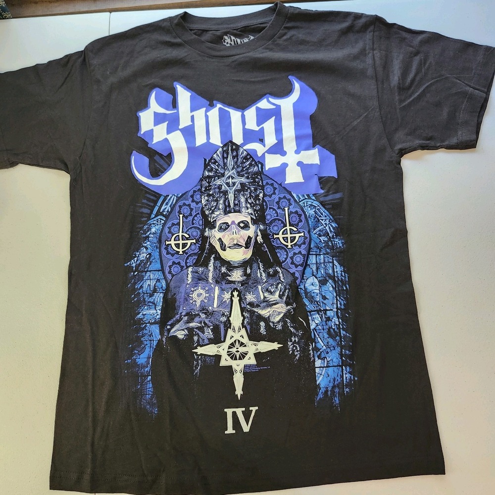 Ghost Stained Glass Papa Emeritus IV Boyfriend Fit T Shirt Women Size L Large